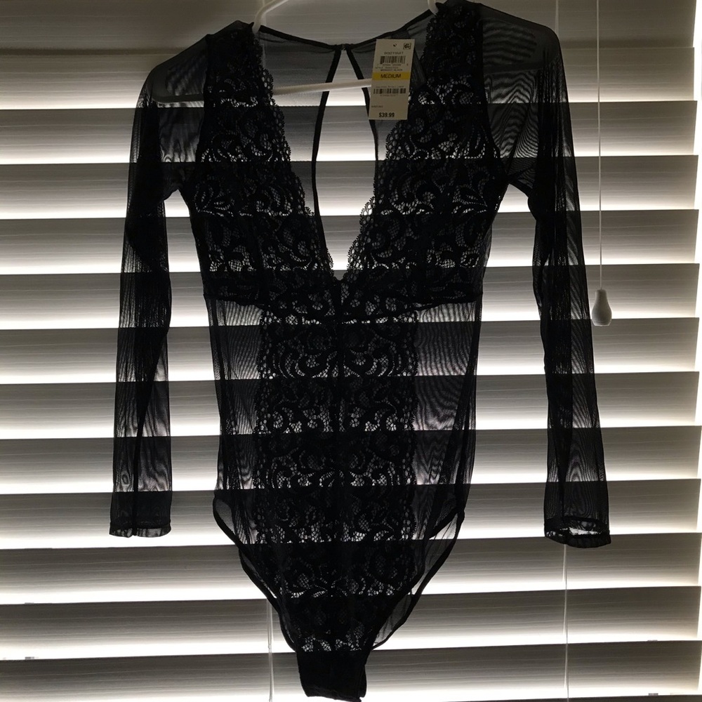 INC International Concepts, Size M, Black Bodysuit